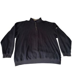 Nautica 1/4 Zip  Pullover Sweatshirt Men's Size XL Solid Blue Y2K Mock Neck